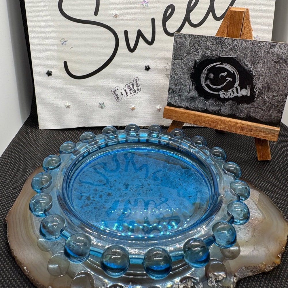 Blue Glass Decorative Plate